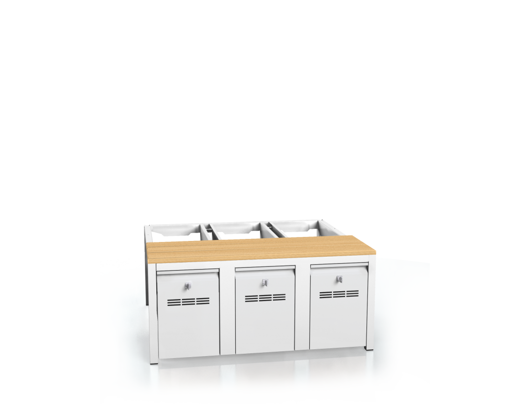 Vorbänk mit Buchenlatten - mit Schubladen für das Schuhwerk 375 x 900 x 800